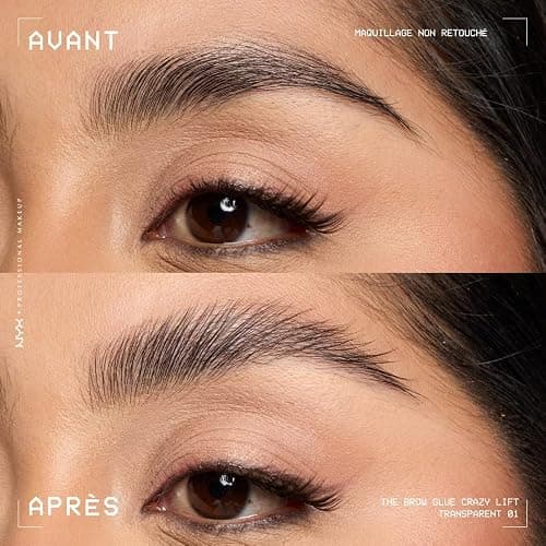 NYX Professional Makeup - Glue fixatrice - Sourcils Effet Laminés - Tenue jusqu'à 24H - Formule Vegan - Peigne Applicateur Intégré - The Brow Glue Crazy Lift - Teinte : Transparent (01) - 7ml thumbnail 2