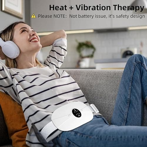 Portable Cordless Heating Pad, Electric Waist Belt Device, Heating Pad for Back Pain, 3-Speed Adjustment, Portable Electric Fast Heating Belly Wrap Belt for Women and Girl (White) thumbnail 6