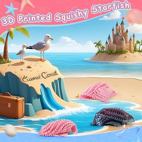 Cute 3D Printed Squishy Articulating Starfish - Stress Relief Fidget Starfish Toy, Unique Desk Decor & Flexible Gift Idea (F2) thumbnail 5