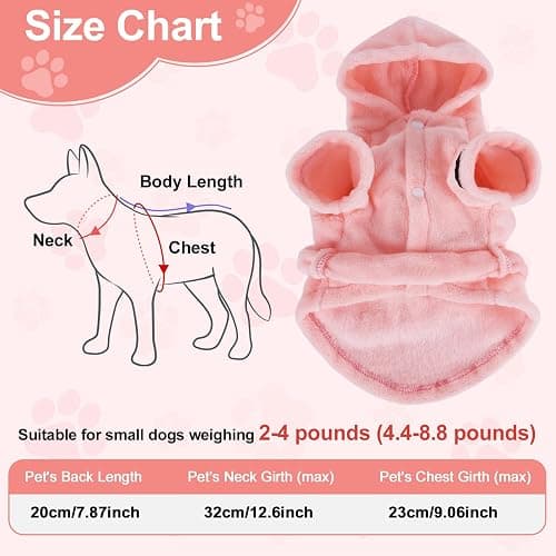 Bathrobe for Teacup Dogs, Dog Bath Robe, Dog Towel Robe, Hooded Dogs Bathrobe Towel Quick Drying and Super Absorbent Bath Towel with Belt(Pink) thumbnail 2