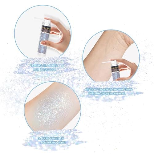 Hair and Body Glitter Spray, Glint-Rainbow Hair Glitter Extra Fine Face Shimmer Powder for Clothes, Festival Loose Sparkle Powder for Rave Clothes Nail Art Easter Halloween Crafts (Glint-Rainbow) thumbnail 8
