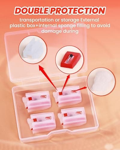 Avelis 4-Pack Ruby Record Player Replacement Needles for Crosley & Victrola | Easy installation, 4 ruby needles and clear storage box for select Crosley, Victrola and ION players; ceramic cartridges only thumbnail 8