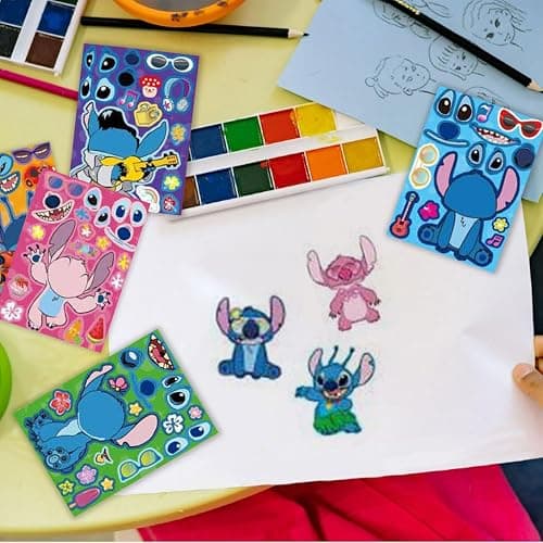 24 Sheets Cute Stickers,Mixed & Matched with 8 Designed Characters(3 of Each) Stickers, Cartoon Party Favors, Gifts for Her (Blue) thumbnail 5