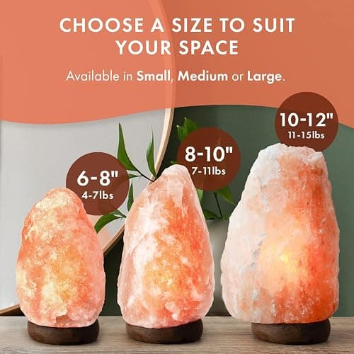 The Body Source Himalayan Salt Lamp 10-12 Inches (11-15lb) | Includes Dimmer Switch | Natural Salt Rock Lamp with Handcrafted Wooden Base & Night Light (Bulb Replacement) thumbnail 8