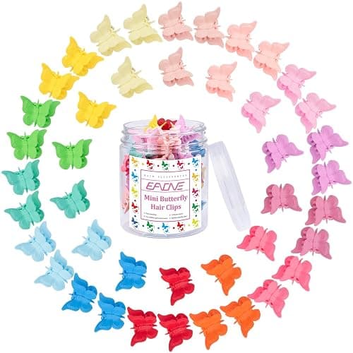 EAONE Matte Mini Butterfly Clips, Colorful Mini Hair Claw Clip for Girls and Women, 90s Y2K Cute Hair Styling Accessories, More than 10 Asscorted Colors, Set of 50 - Image 1
