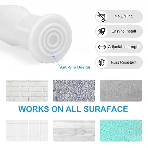 Ginbel Direct 2 Pack Tension Curtain Rod 15.7-28 Inch, Small Short Adjustable Extendable Spring Loaded Rods for Windows Cabinet Blinds Closet Bedroom Kitchen Bathroom Door No Drilling, White thumbnail 5