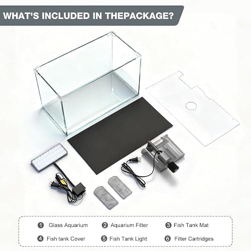 Vimvins 10 Gallon Glass Small Fish Tank with Filter Light and Lid, Aquarium Starter Kit thumbnail 5