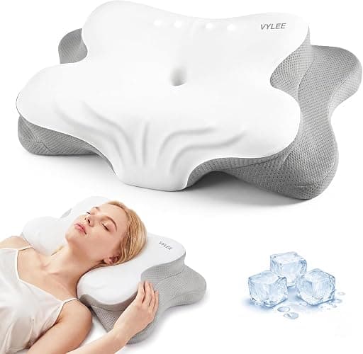VYLEE Memory Foam Pillow, Neck Pillow, Ergonomic Pillow,Cervical Pillow | Adjustable Ergonomic Orthopedic Pillow for Pain Relief, Contour Neck Support Pillow for Side Back Stomach Sleepers, Grey - Image 1