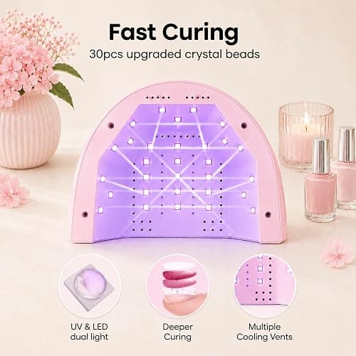 Beetles UV Nail Lamp with 3 Timer Smart Sensor UV Light for Gel Nails Pink | Nail Light 30/60/120s Timer Fast Curing One Hand or One Foot LED Nail Lamp for UV LED Gel Nails Art DIY Salon Nails Dryer thumbnail 6