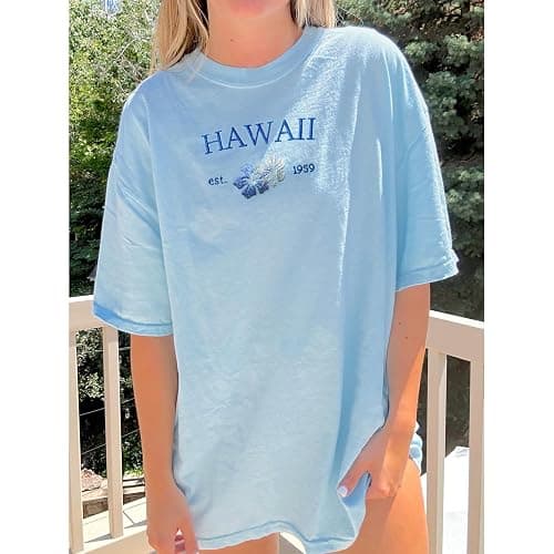 Graphic Oversized Shirt Teen Girl Women Y2k Cute Short Sleeve Floral Fruit Top Preppy Crewneck Baggy Tee Streetwear thumbnail 3