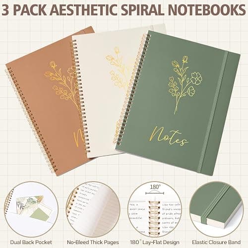 58PCS Aesthetic School Supplies, Cute College Ruled A4 Spiral Notebook Stationary Set Back to School Supplies Bible Study Kit Office College Essentials with Pastel Highlighters for Women Student Girls thumbnail 4