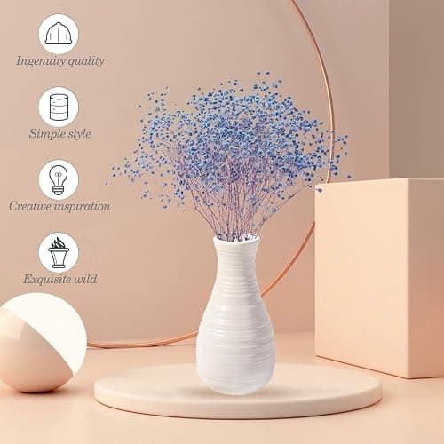 Unbreakable Vase for Flowers, Ceramic Look Plastic Vase for Home Decor, Living Room, Table (Seashell White) thumbnail 6