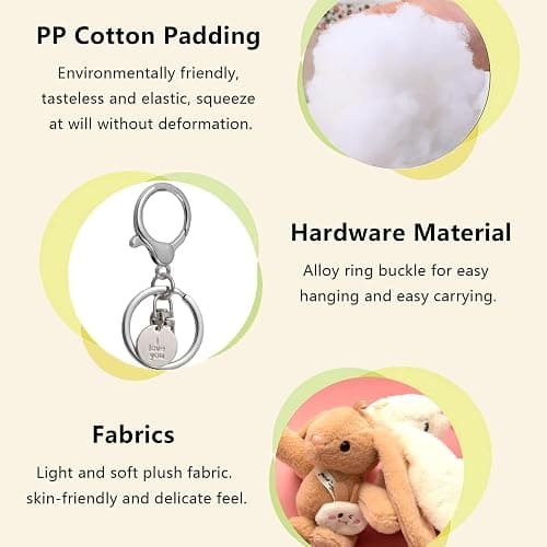 Cute Keychain Bunny Plush Rabbit Key Chain Kawaii Smiling Cloud Keychains for Women Girl, Bag Purse Backpack Charms (2PCS) thumbnail 6