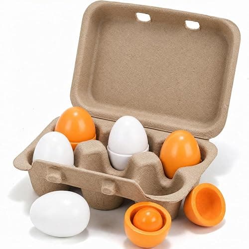 HANSGO 6PCS Play Food Sets for Kids Kitchen,Play Kitchen Accessories Wooden Egg Toy Food Grocery Store Pretend for Toddler Cooking DIY - Image 1