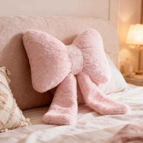 QPQPTT Bow Pillow, Bow Cushion, Pink Cushion, Soft Plush Decorative Pillow, Elegant Bow Design for Home Decor, Comfortable Throw Pillow for Sofa, Bed, Car, for Women thumbnail 4