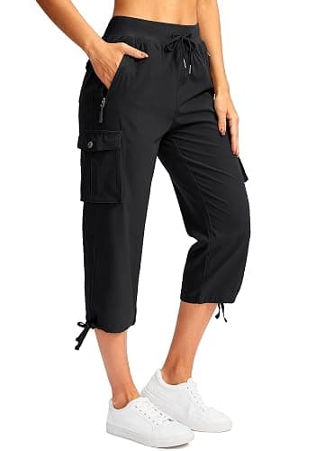 Soothfeel Women's Cargo Capris Pants with 6 Pockets Lightweight Quick Dry | UPF 50+, Elastic Waist, Summer Pants for Hiking, Travel, Camping, Outdoor, Athletic, Casual - Image 1