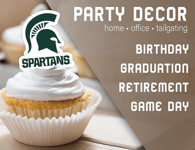 Michigan State University Cupcake Topper Party Supplies for MSU Football, Birthday, Graduation Party (Michigan State Spartans) thumbnail 6