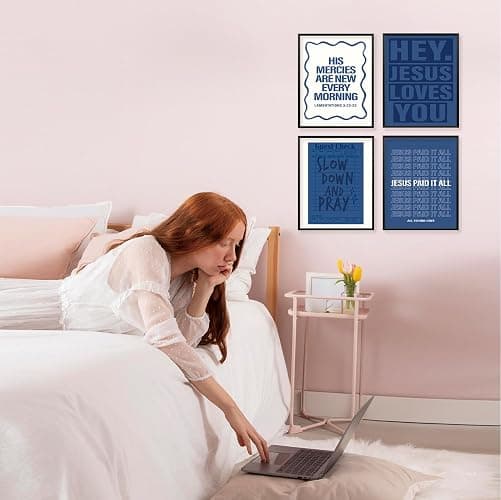 Locomiss Navy Blue Dorm Decor Wall Art Posters, Preppy Y2K Teen Girls | Wall Art Room Decor, Christian Blue Wall Dorm Decorations Prints for College Teen Girls, Set of 4 (8x10 Unframed) thumbnail 4
