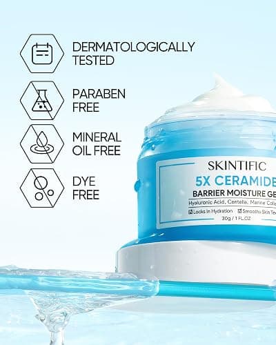 SKINTIFIC 5X Ceramides Moisture Barrier Cream, Hydrating Skin Barrier Repair Face Moisturizer for All Skin Types with Hyaluronic Acid & Centella, Daily Moisturizer, Non-Comedogenic thumbnail 8