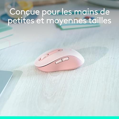 Logitech Signature M650 Souris sans fil - Pour Mains de Petites & Moyennes Tailles, Pile 2 ans, Clics Silencieux, Boutons de Côtés Programmables, Bluetooth, PC/Mac/Multi-Device/Chromebook - Rose thumbnail 3