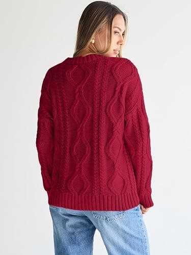 Trendy Queen Women's Oversized Cable Knit Crewneck Sweaters thumbnail 3