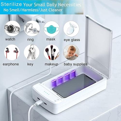 Nail Tool Sterilizer with Blue Light,LXIANGN Portable USB Sterilizating Box for Manicure Salon,Tweezers,Tattoo,Scissors,Jewelry,Phone, Watch,Keys thumbnail 7