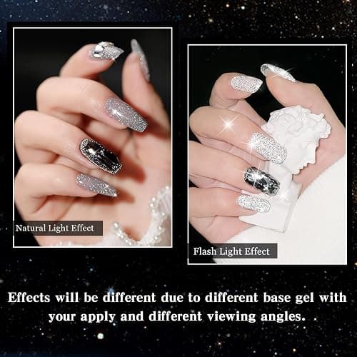 INPING Gel Nail Polish, 10 Colors Reflective Glitter Gel Polish Set, Navy Blue Black Gold Silver Purple Pink Sparkle Shiny Diamond Flash In Darknight UV Nail Varnish for Disco DJ Dazzling Nail Art thumbnail 5