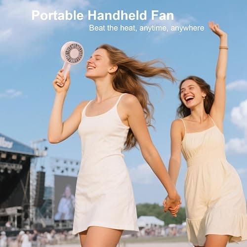 Mizong Portable Handheld Fan, USB Personal Fan Rechargeable Battery Operated 10H Working Cooling Time Mini Small Design with Base for Desktop/Travel/Outdoor/Vacation/Concerts/Lash Makeup-Pink thumbnail 5