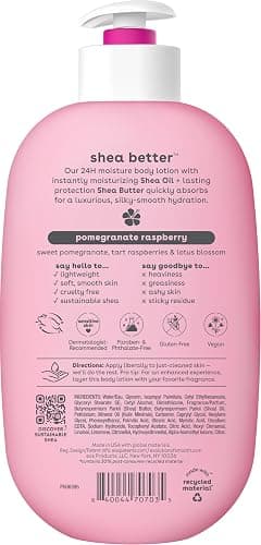 eos Shea Better Body Lotion Pomegranate Raspberry, 24-Hour Moisture Skin Care, Lightweight & Non-Greasy, Natural Shea, Vegan, 16 fl oz thumbnail 11