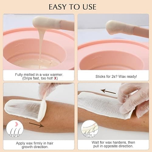 KOTAMU Wax Warmer, Waxing Kit for Women Men Hair Removal, Digital Waxing Machine for Face Eyebrow Bikini Brazilian Leg Body &Sensitive Skin, Pink Wax Kit With 44 Accessories for Home Salon Use thumbnail 7