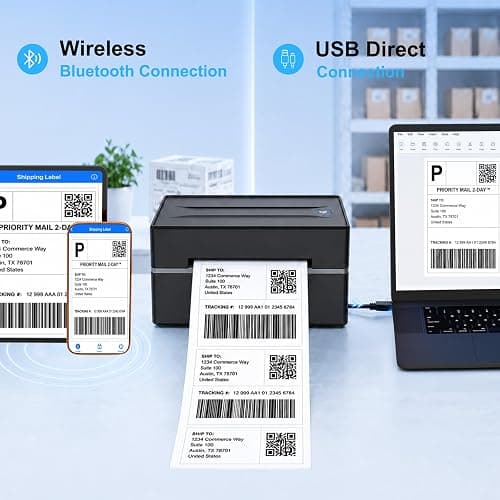 Thermal Shipping Label Printer 4x6 Bluetooth Label Maker for Small Business | Wireless Mailing Shipping Printer for USPS UPS Amazon Shopify Etsy - Compatible with iPhone Android Windows & Mac (Black) thumbnail 5