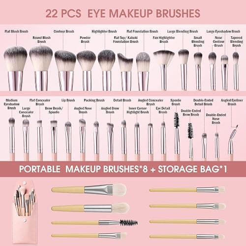 112Pcs Pink Makeup Brushes Set Professional Makeup Kit, Foundation Makeup Brush Kit Eye and Face Make up Brushes & Tools, Multi-functional Beginner Makeup Tool Set with Case Facial Makeup Accessories thumbnail 3