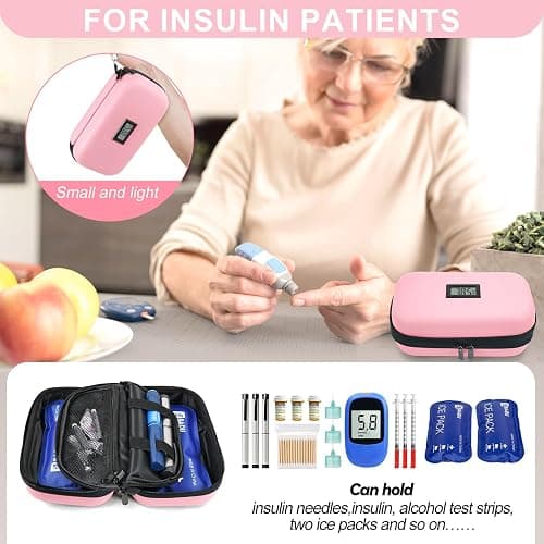 Insulin Cooler Travel Case Medication Cooler for Travel with Thermometer Temperature Display Diabetic Medication Organizer Medical Travel Cooler Bag with 2 Ice Pack thumbnail 6