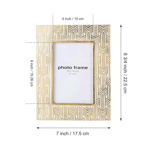 Kimdio 4x6 Picture Frame Resin Table Gold Photo Frames Rustic Frame with High Definition Glass for Wall or Tabletop Display thumbnail 2