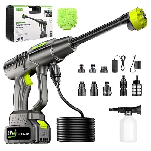 YKYI Cordless Pressure Washer, 1200 PSI Portable Handheld Power Washer | 30 Pressure Levels, Brushless Motor, 4000mAh Battery, 24FT Hose & 6-in-1 Nozzle for Car Wash, Driveway, Garden, Patio & Fence - Image 1