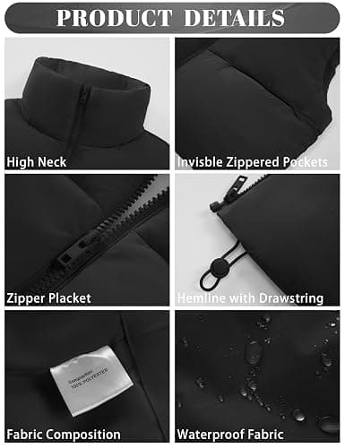 YUCOLEN Women's Crop Puffer Vest Lightweight Warm Outerwear with Fashion Stand Collar Zip Up Padded Cropped Jacket Coat thumbnail 4