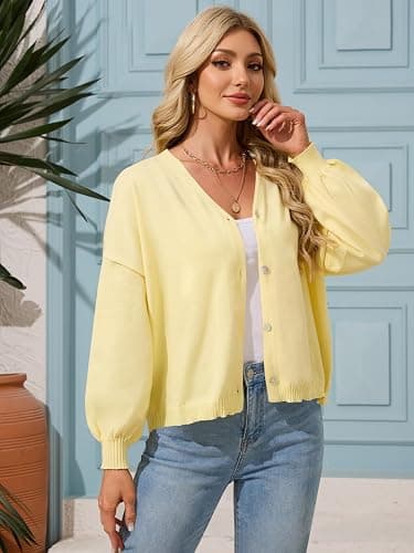 FireSwan Cardigan Sweaters for Women Long Lantern Sleeve Oversized Knit Outfits Lightweight Trendy Sweater Tops 2026 thumbnail 3