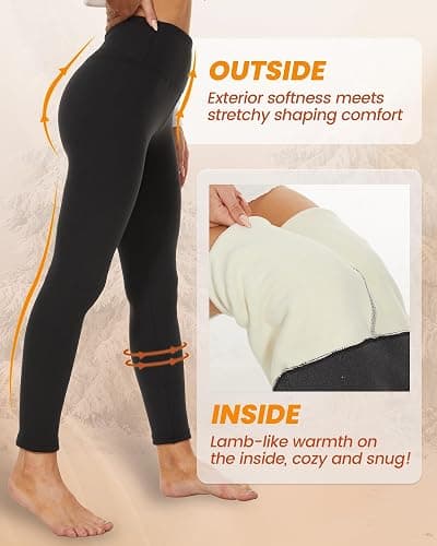 NexiEpoch Fleece Lined Leggings Women - Thermal Thick Winter Warm High Waisted Tummy Control Soft Pants for Snow Cold thumbnail 3