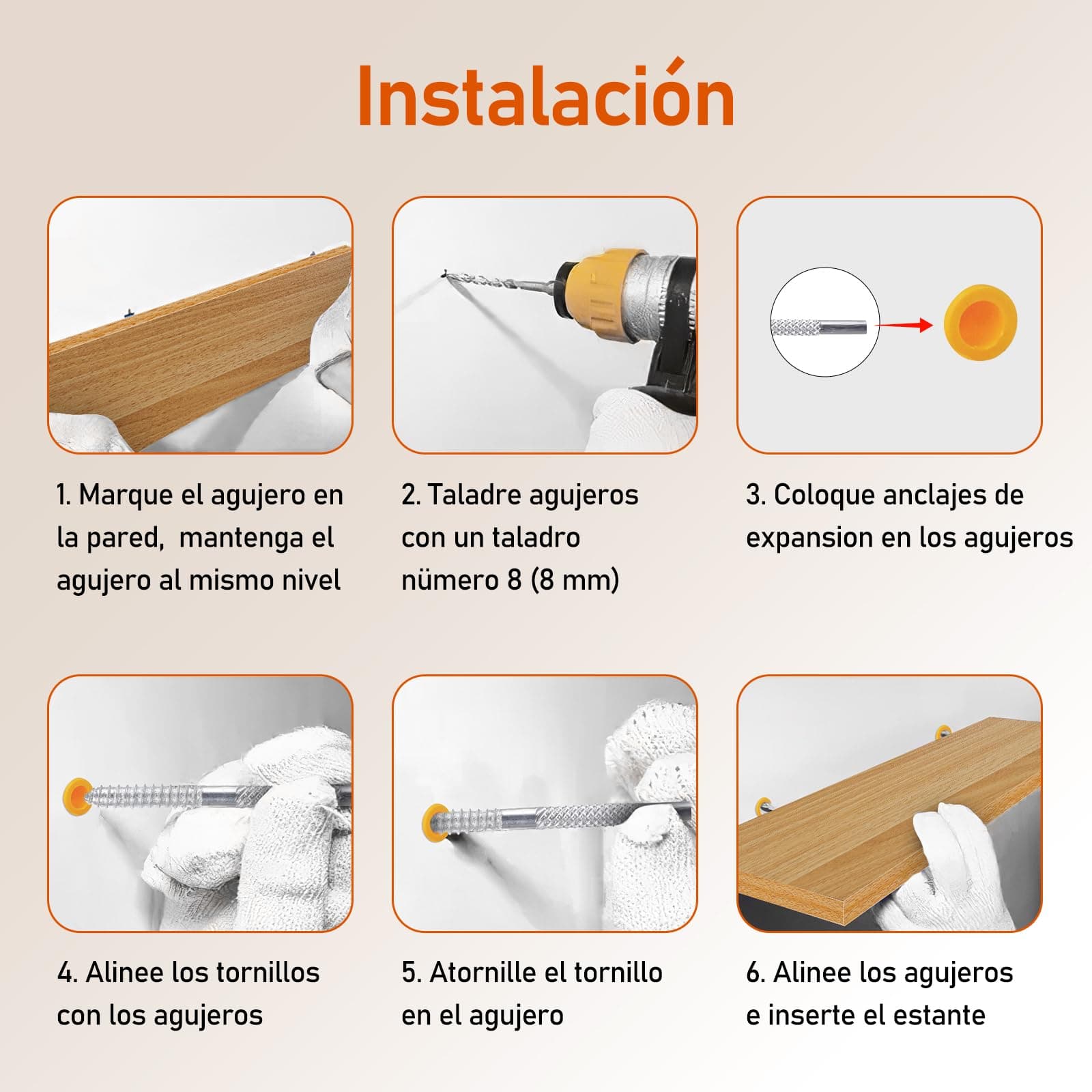 LOKOOY Set de 6 Unidades Estantes Flotantes, Soportan hasta 8 kg Repisas Flotantes, estantes flotantes de Pared,Estante de Almacenamiento Flotante Simple y Moderno (Naturaleza, 30 * 15 * 1.5) thumbnail 7