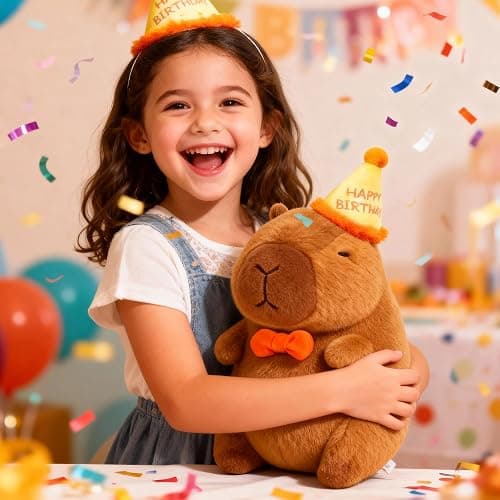 redaica Happy Birthday Capybara Plush,Cute Capybara Stuffed Animal,Soft Kawaii Capibaras Stuff Toy for Kids,Capibara Plushies Birthday Party Decorations Gift for Boys Girls(10inch) thumbnail 7