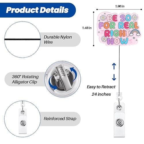 Be So for Real Right Now Funny Nurse Badge Reel, Cute Retractable ID Card Badge Holder, Name Tag Medical Badge Clip for RN CNA LPN MA Nurse Student Doctor Teacher Coworker Friends and Office Workers thumbnail 2