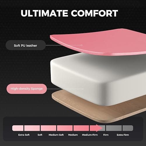 GTPLAYER Gaming Chair, Computer Chair with Footrest and Lumbar Support, Height Adjustable Game Chair with 360°-Swivel Seat and Headrest and for Office or Gaming (Faux Leather, Pink) thumbnail 4
