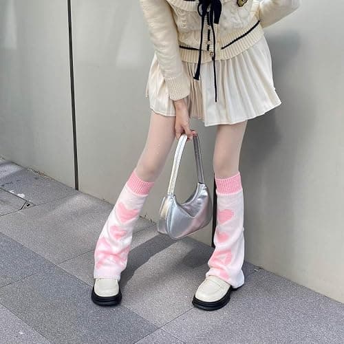 WODECASA Girls Kawaii Leg Warmers Knitted Flared Leg Sleeves Goth Crochet Baggy Cuff Ankle Heap Socks thumbnail 7