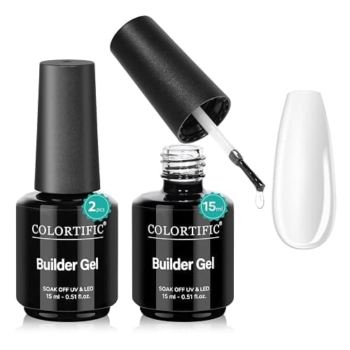 COLORTIFIC Builder Nail Gel, 2 Pcs 15ml 7 in 1 Clear Builder Gel for Nails Strengthener Apex Thickening Extension Rhinestone Glue in a Bottle - Image 1