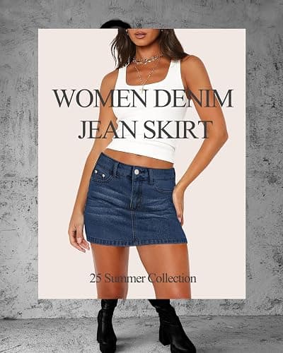 MONCCIZA Women’s Denim Jean Skirt Mini Y2K Low Waisted Casual Cute Skirts with Pockets thumbnail 2