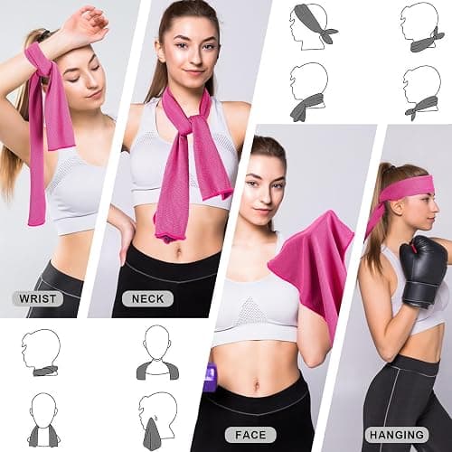 CADONO 4 Pack Cooling Towel (40"x12"), Soft Breathable Chilly Towel, Ice Towel, Microfiber Towel for Yoga, Sport, Running, Workout,Gym, Camping, Fitness, Workout & More Activities(Multicolor) thumbnail 4