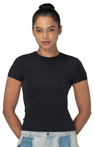 Sunzel Short Sleeve Shirts for Women Slim Fit Double Lined T Shirt with Crew Neck Basic Summer Tops for Workout & Casual thumbnail 6