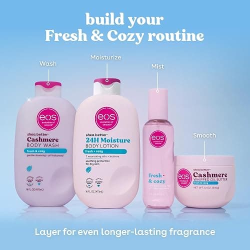 eos Cashmere Whipped Oil Body Butter, Fresh & Cozy, 72 Hour Weightless Moisture For Dry Skin, Rich Formula and Deep Hydration, Body Care, 12 oz thumbnail 8