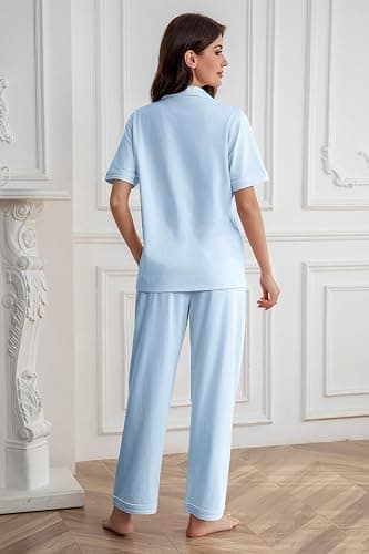 QZH.DUAO Girl & Women's 100% Cotton Short Sleeves and Long Pants Pajama Set,2-Piece, 5 Years - Large thumbnail 6