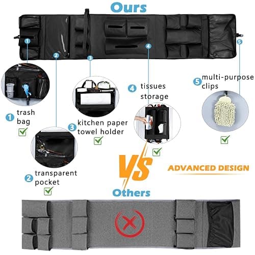 FRECOLSH Mini Fridge Organizer 65" x 12.5" - Over The Fridge Storage With 16 Pockets - Organization and Storage for Pantry Goods, Utensils & More Office or Dorm Essentials thumbnail 7